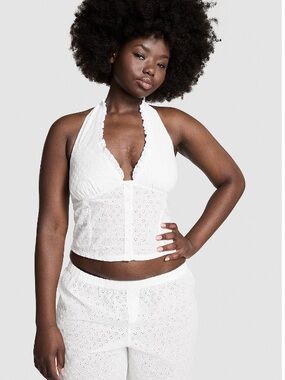 Victoria's Secret White Eyelet Halter Top